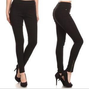 BLACK TWILLED PANTS WITH ANKLE ZIPPER